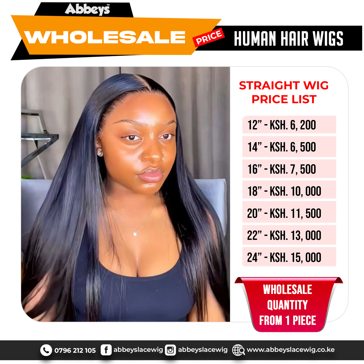 12 Inches Straight Human Hair Wig.