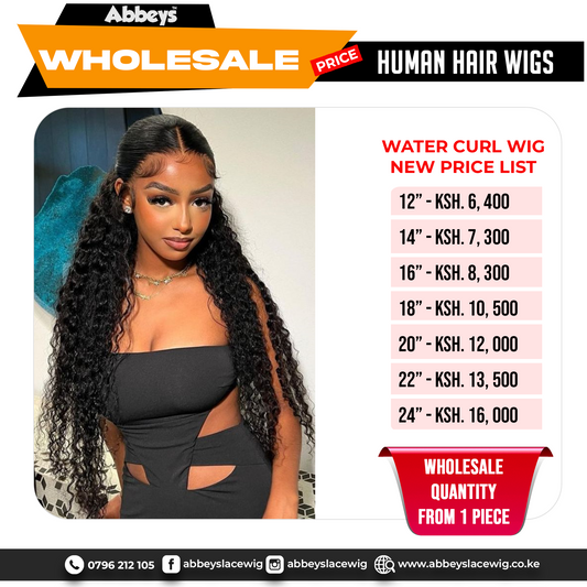 24 Inches Water Curl Human Hair Wig.