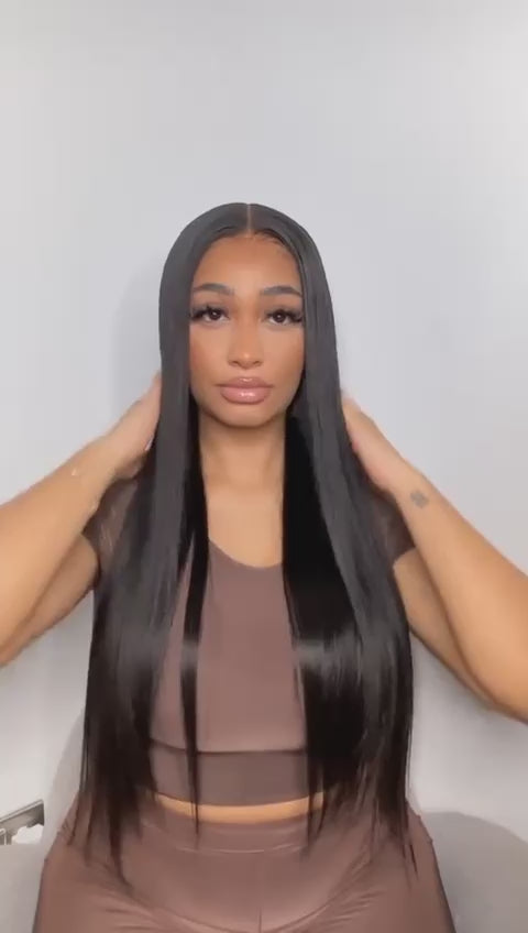 Straight Wig 30 Inches Human Hair Wig Frontal.